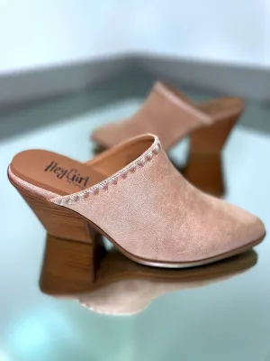 Corkys Sizzle Pointed Toe Mules in Sand Faux Suede