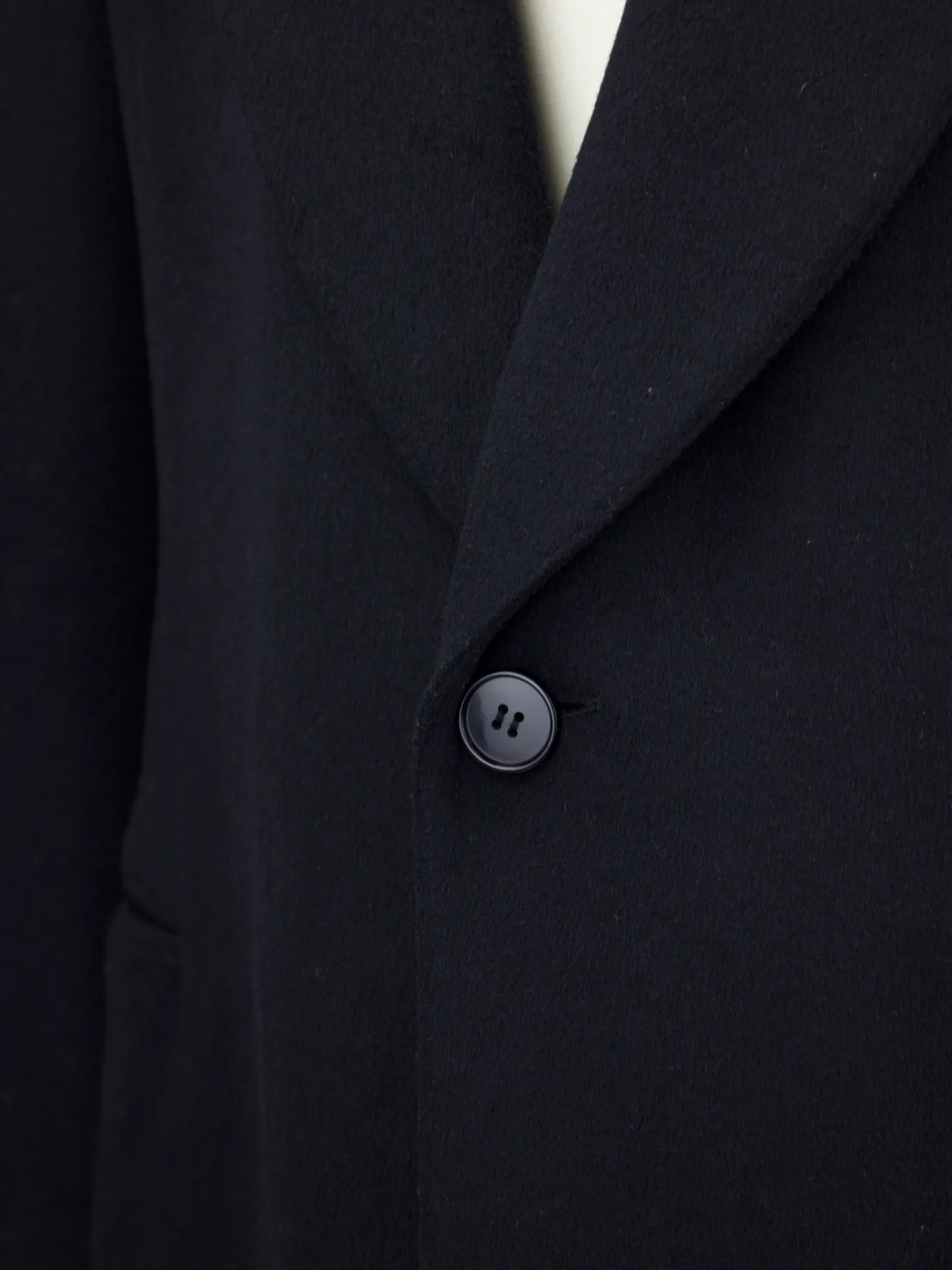 Corneliani Navy Wool Blend Shearling-Collar Overcoat