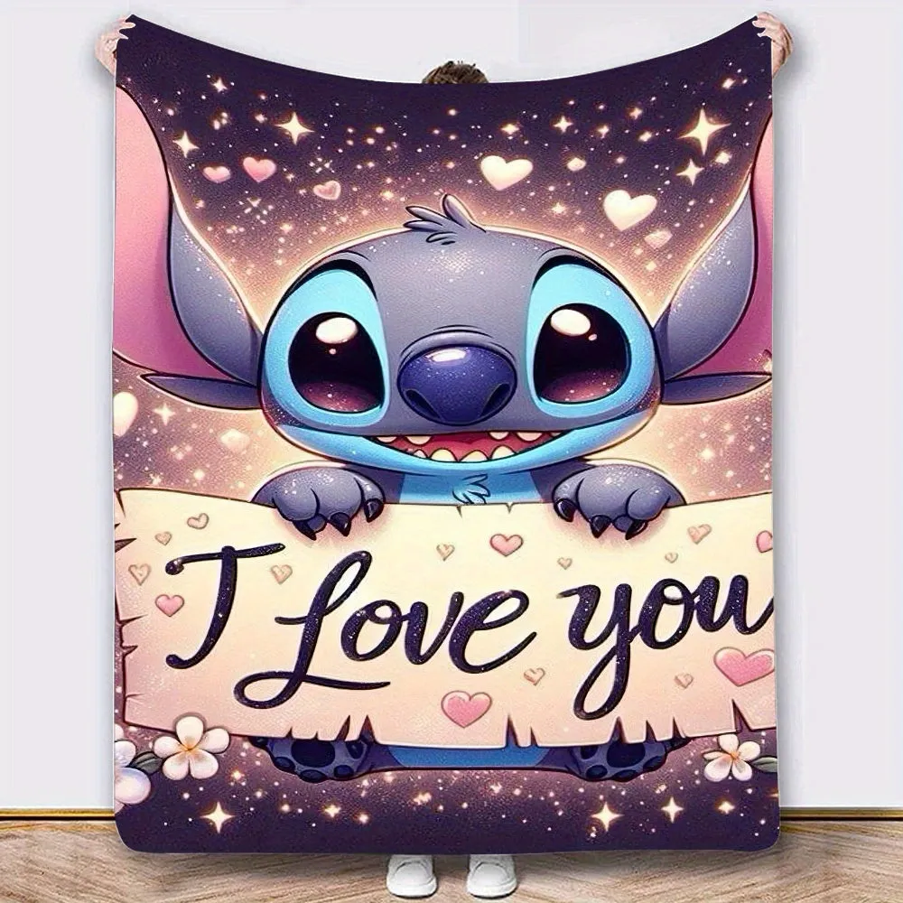 Cozy Disney Stitch Cartoon Blanket - Soft, Lightweight, Warm Flannel Fleece for Every Season - Perfect for Snuggling Up Indoors or Outdoors