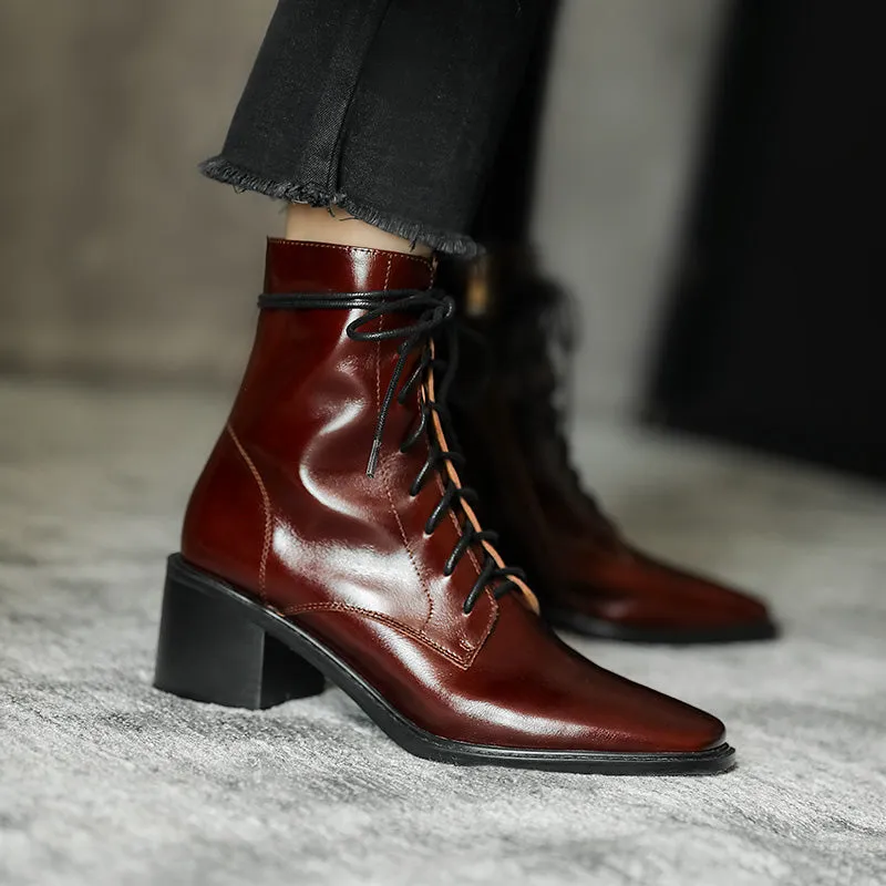 Cross-tied Ankle Boots for Women Zipper High Heels