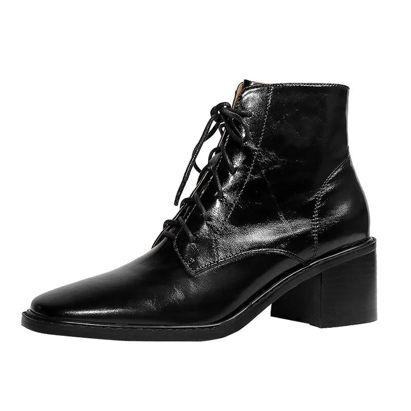 Cross-tied Ankle Boots for Women Zipper High Heels