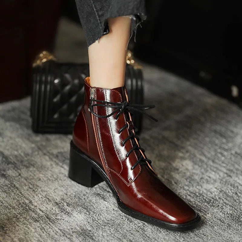 Cross-tied Ankle Boots for Women Zipper High Heels