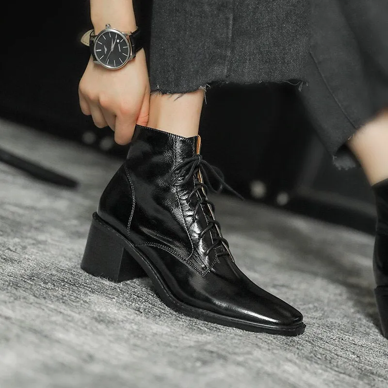 Cross-tied Ankle Boots for Women Zipper High Heels
