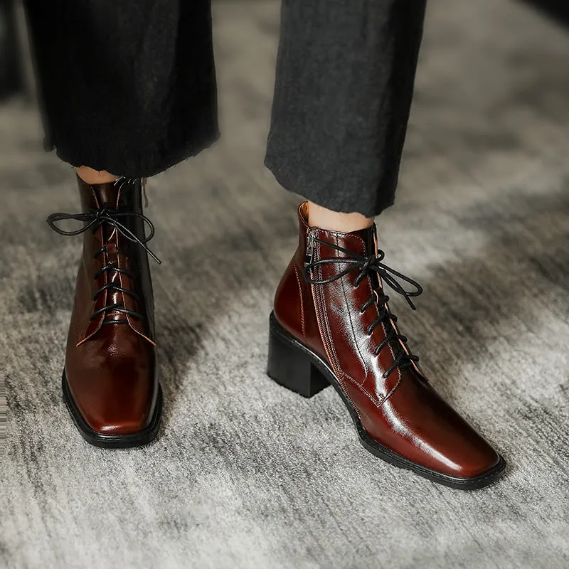 Cross-tied Ankle Boots for Women Zipper High Heels