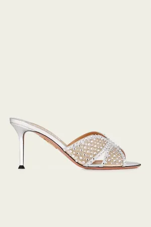 Crystal Lover Mule 75 in Silver