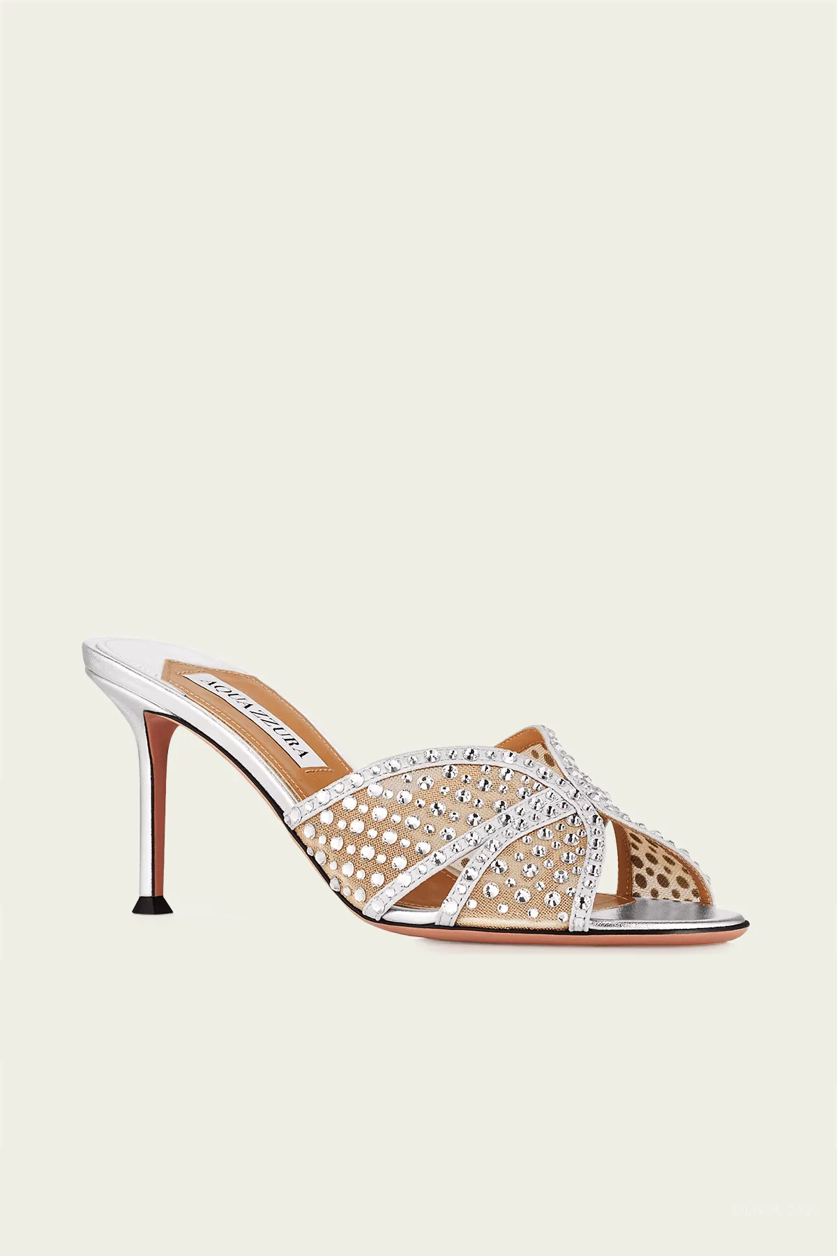 Crystal Lover Mule 75 in Silver