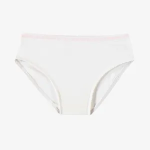 Culotte bikini crème en jersey pointelle, enfant || Cream bikini panties in pointel jersey, child