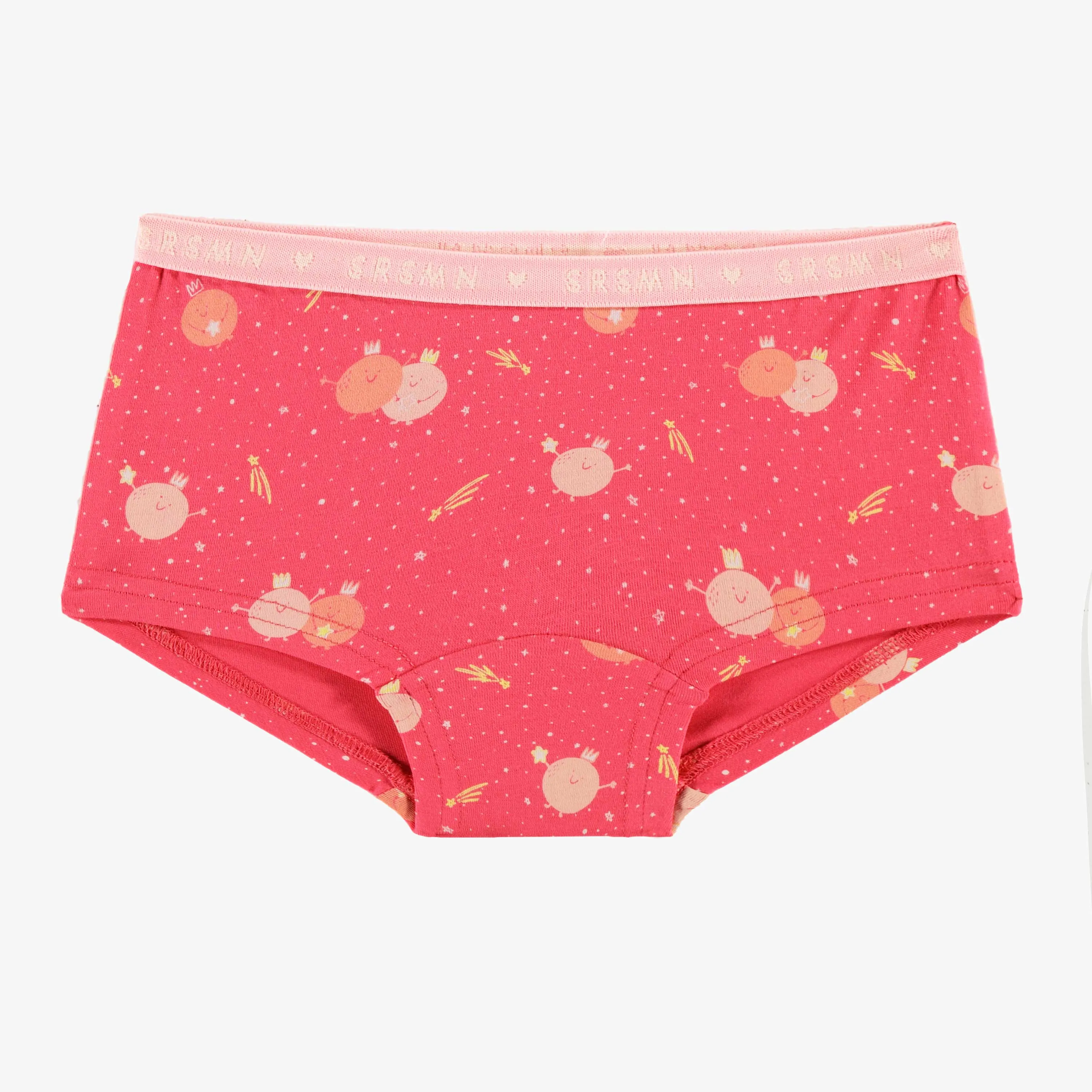 Culotte garçonne rose à motifs de planètes, enfant || Pink boycut panties with planet all over print, child