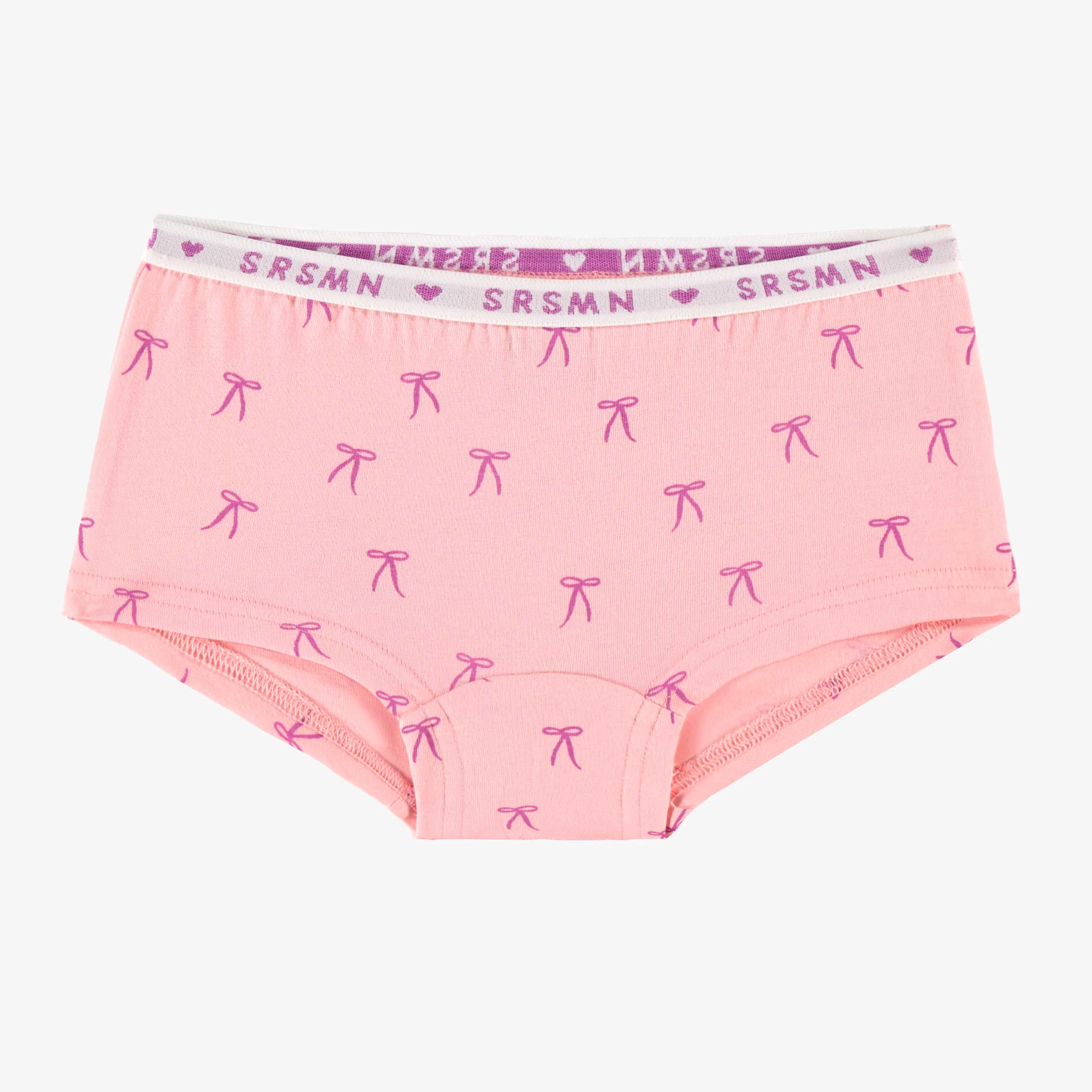 Culotte garçonne rose à motifs, enfant  || Pink boyshort panties with all over print, child