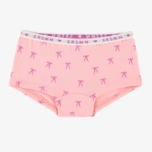 Culotte garçonne rose à motifs, enfant  || Pink boyshort panties with all over print, child