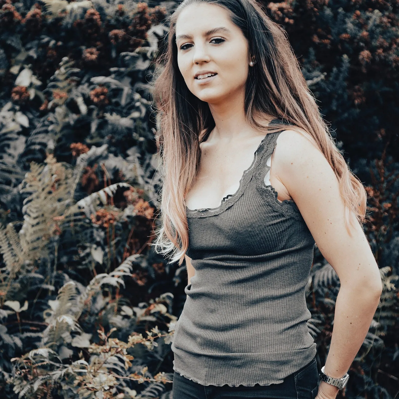 Dark Grey Silk Mix Camisole