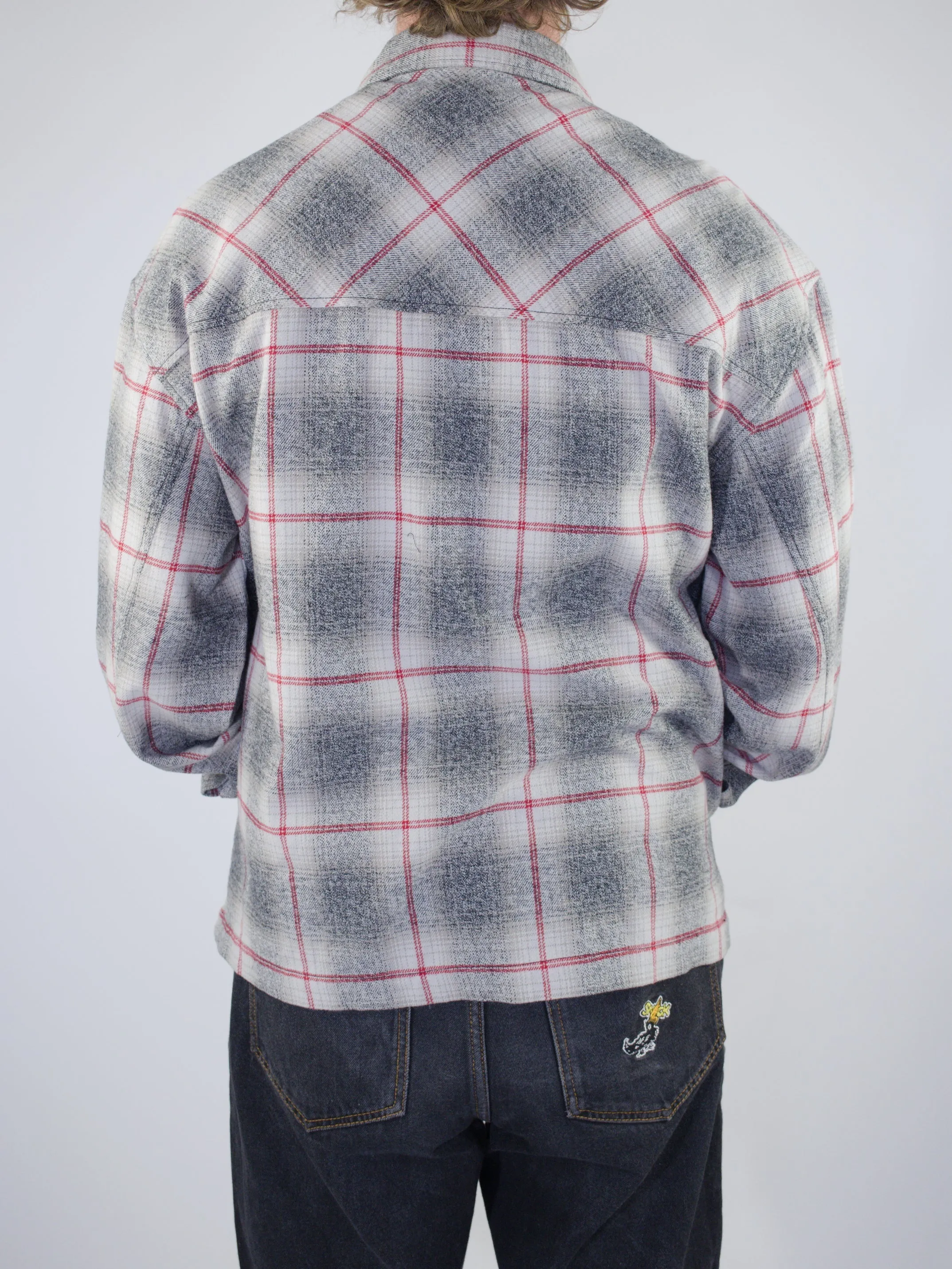 Dc Shoes - Mineral Flannel Zip Through Over Shirt - Heather Grey / Red Last one Xl