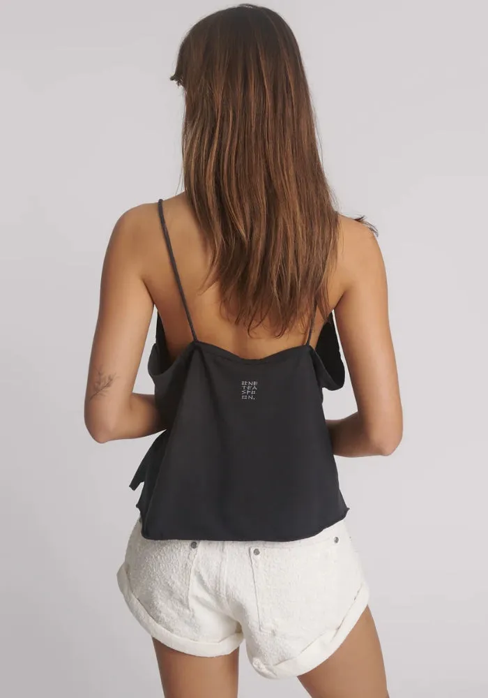 Deep V Front Singlet - Black
