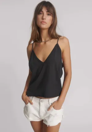 Deep V Front Singlet - Black