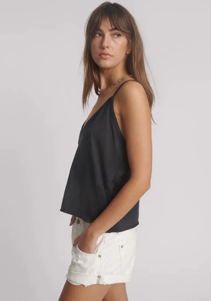 Deep V Front Singlet - Black