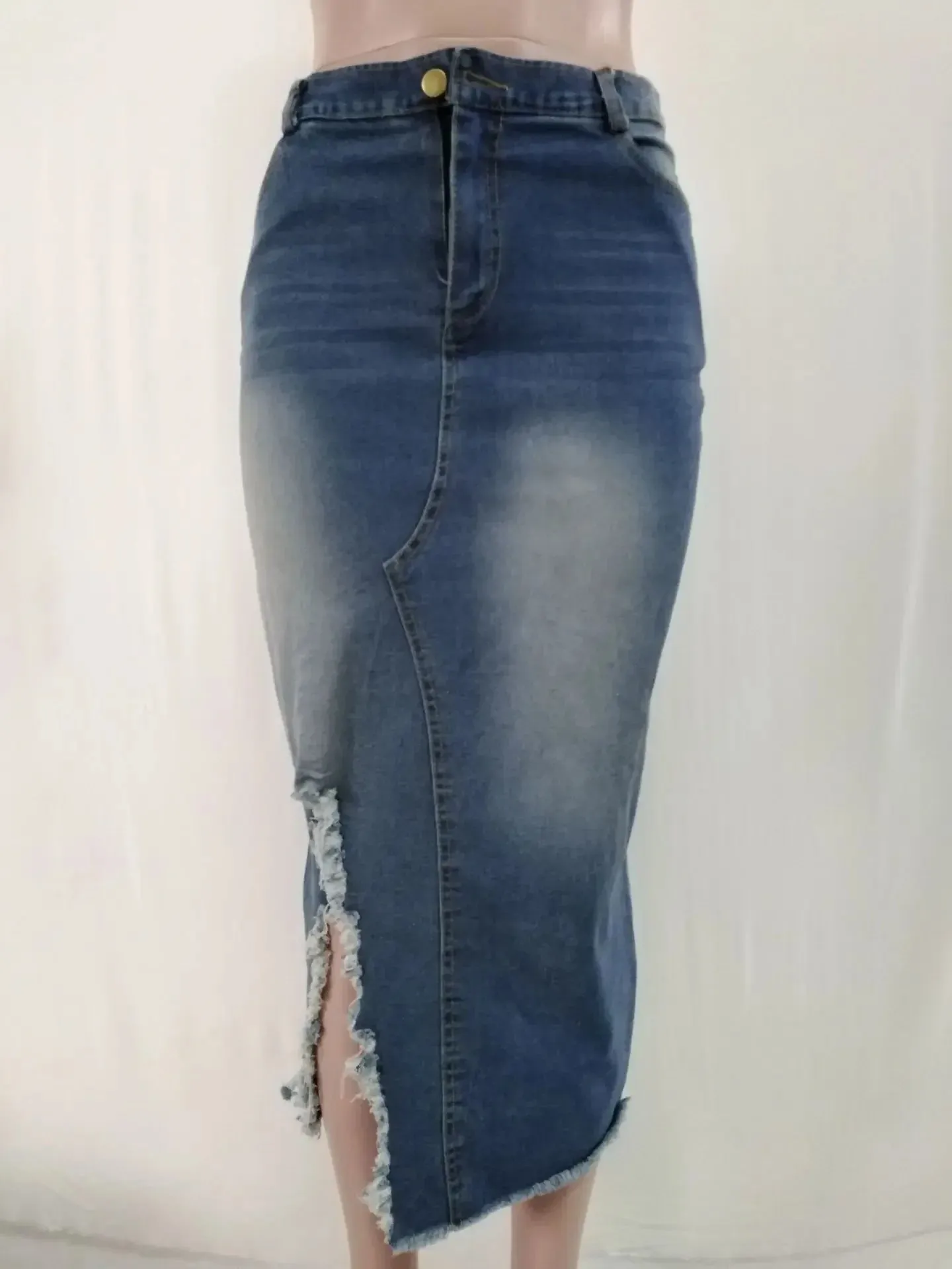 Denim Skirt for women Summer New Fashion Mid Calf Casual Large Size 5XL Loose Wild Bag Hip Women High Waist Slim Hip