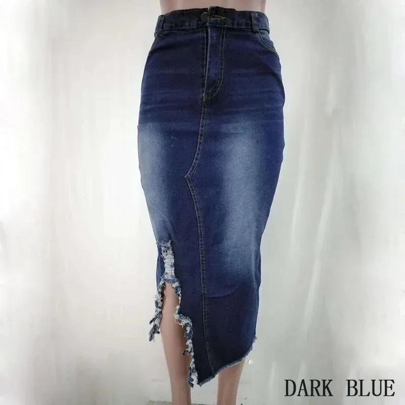 Denim Skirt for women Summer New Fashion Mid Calf Casual Large Size 5XL Loose Wild Bag Hip Women High Waist Slim Hip
