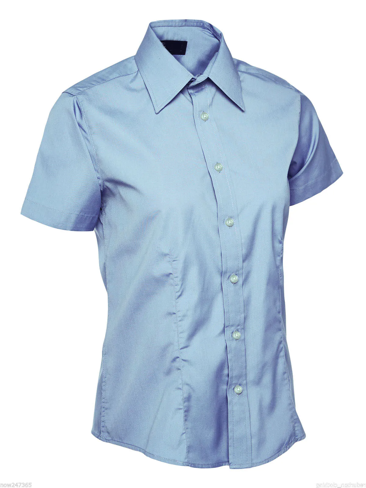 Disley FBH9 Moira Short Sleeve Blue Ladies Oxford Blouse