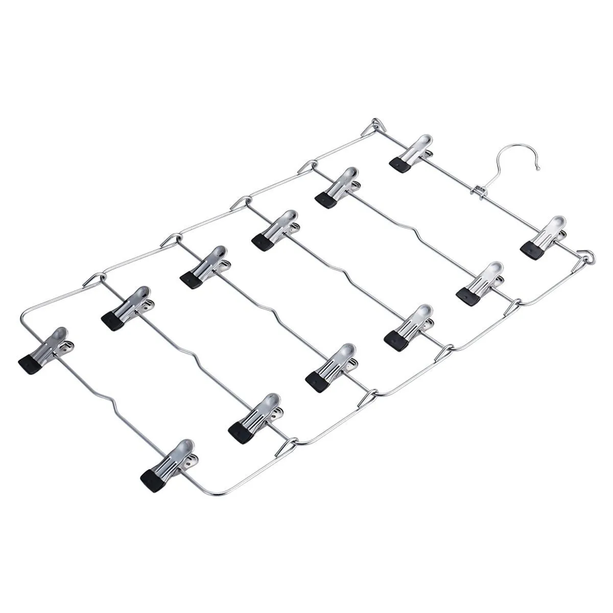 DOIOWN 6 Tier Skirt Hangers Pants Hangers Closet Organizer Stainless Steel Fold up Space Saving Hangers (4-Pieces)