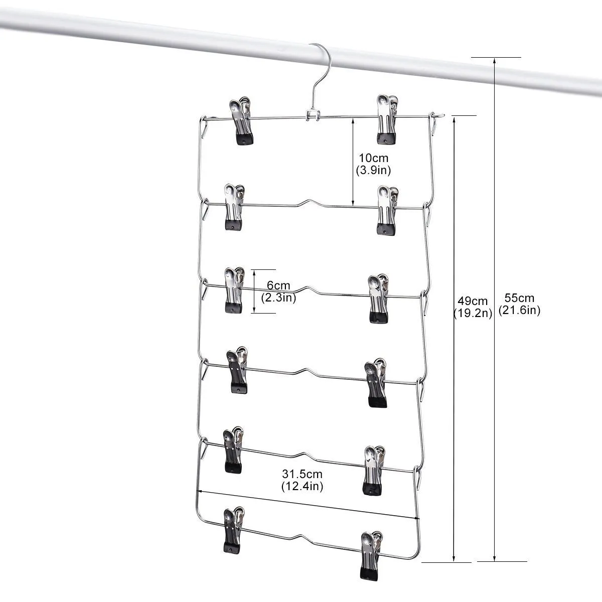 DOIOWN 6 Tier Skirt Hangers Pants Hangers Closet Organizer Stainless Steel Fold up Space Saving Hangers (4-Pieces)