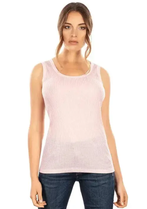EGI Exclusive Collections Merino Wool Blend Tank Top with Tulle Trim.
