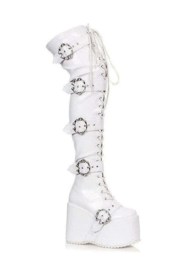 Ellie Shoes 500-KAMORA Chunky Platform Thigh High Stretch Boot w/Buckles