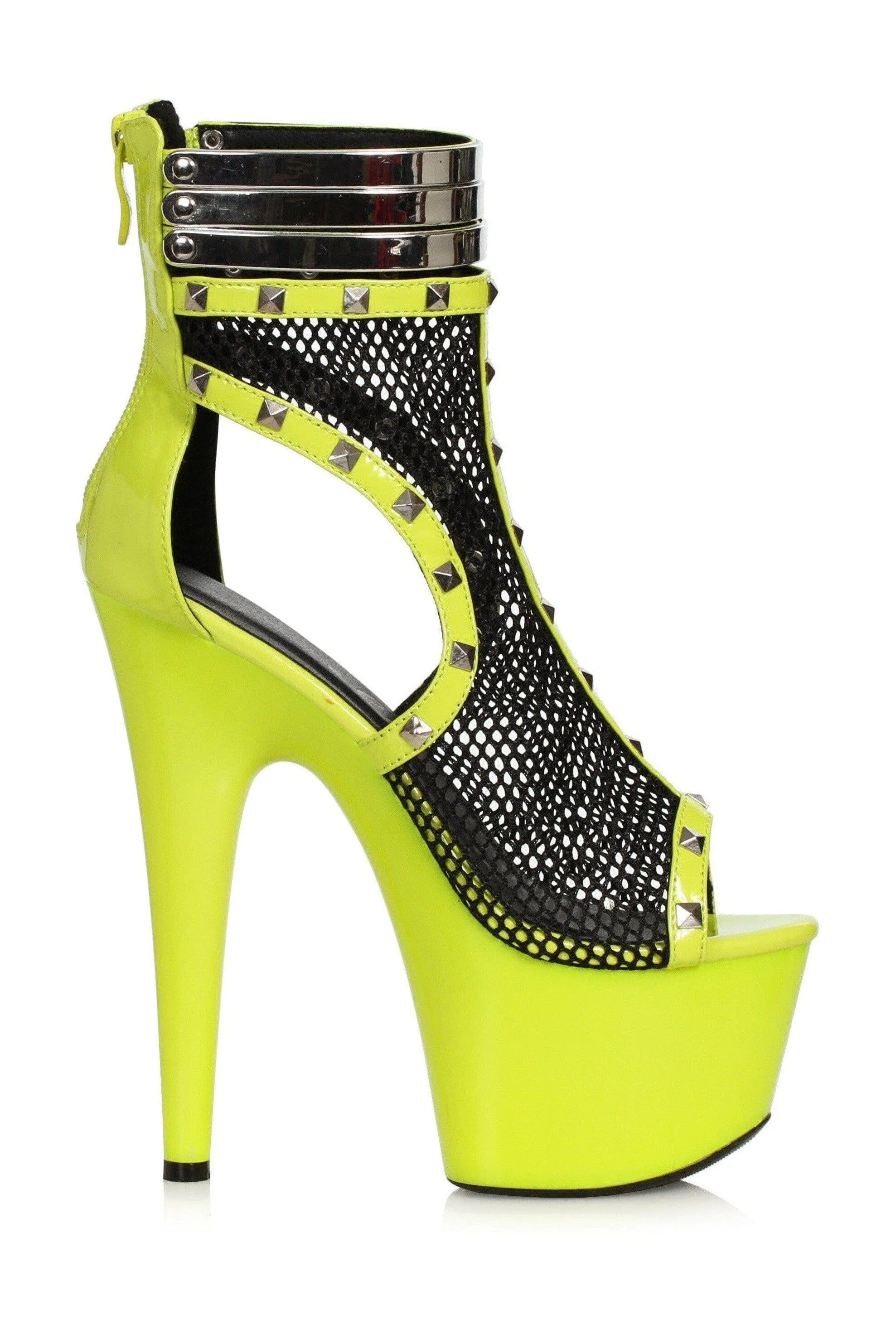 Ellie Shoes 709-FORGE Stiletto Boot with Fishnet & Stud Embellishments