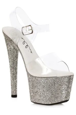 Ellie Shoes 709-ZINA Clear Rhinestone Covered Platform