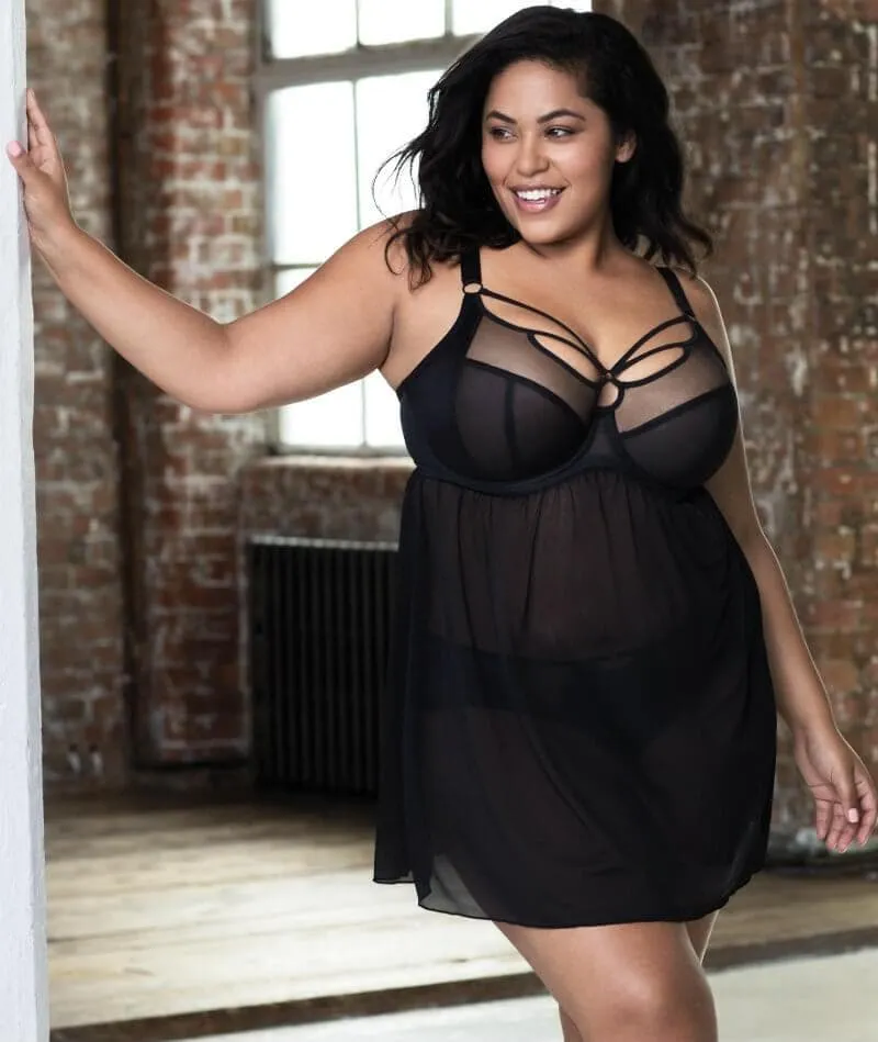 Elomi Sachi Underwired Babydoll - Black