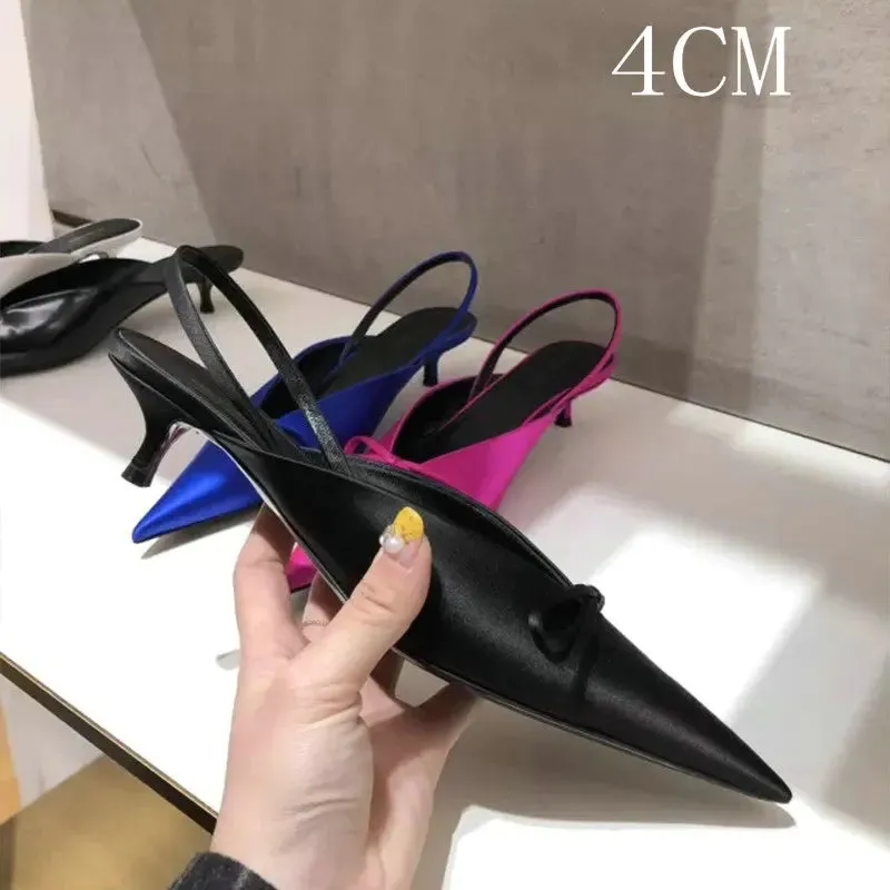 European High Heels Pointed Bow