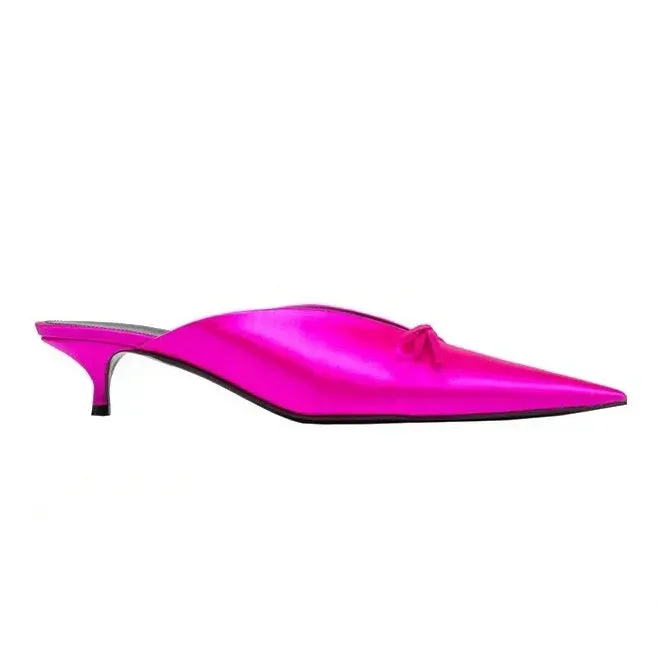 European High Heels Pointed Bow