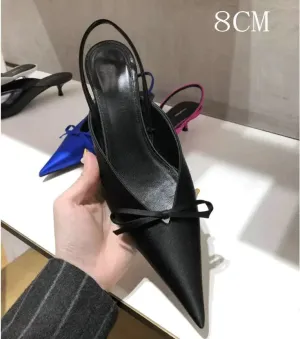 European High Heels Pointed Bow