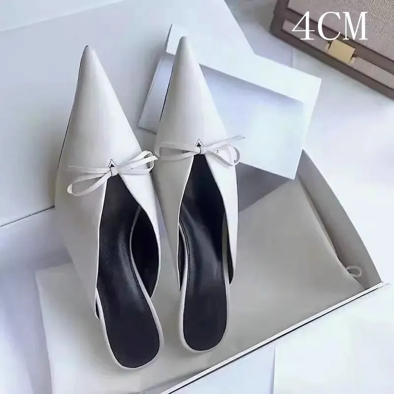 European High Heels Pointed Bow