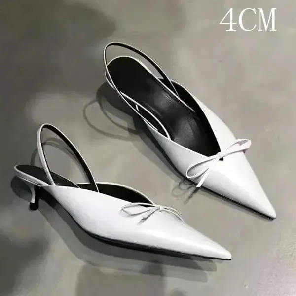 European High Heels Pointed Bow