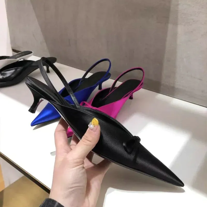 European High Heels Pointed Bow
