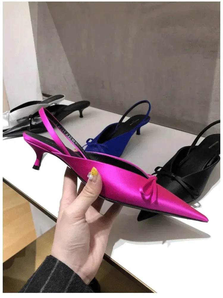 European High Heels Pointed Bow