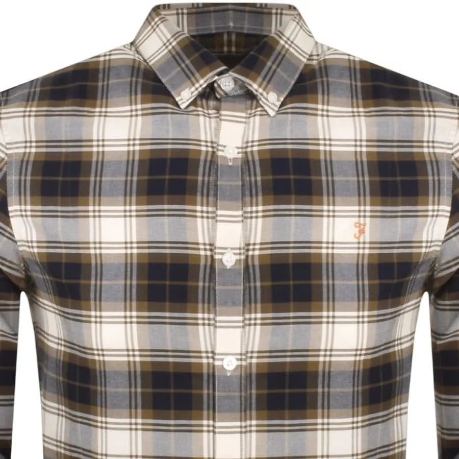 Farah Brewer Check Shirt Green Khaki