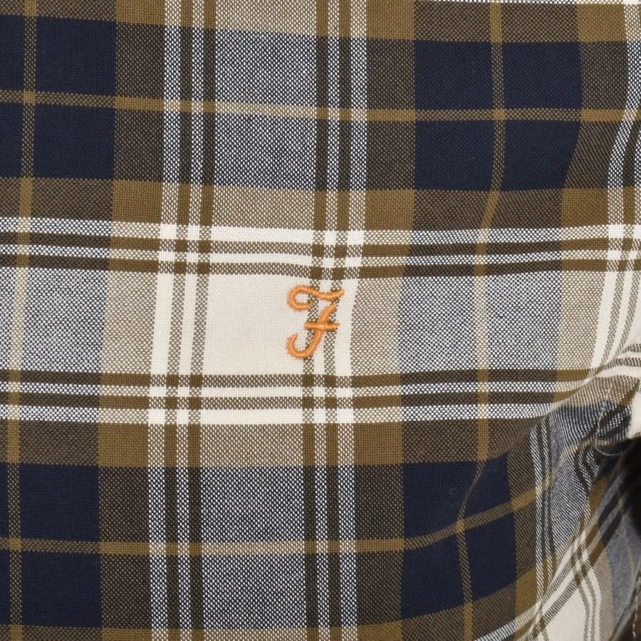 Farah Brewer Check Shirt Green Khaki