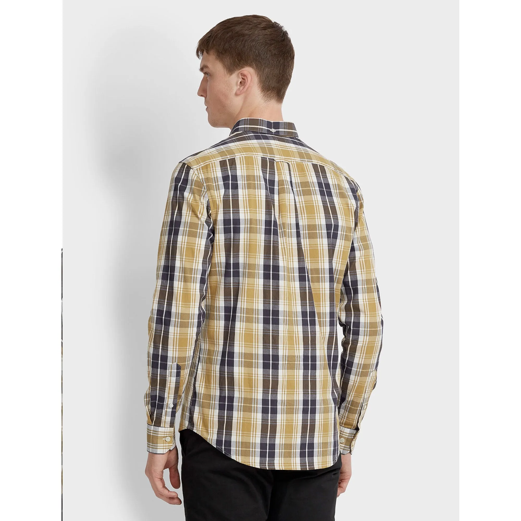 Farah Brewer Tartan Oxford Shirt Gold