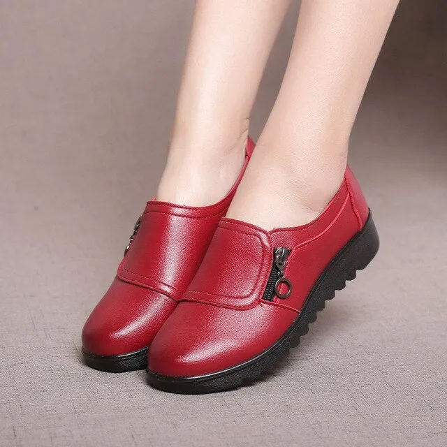 Fashion Women Flats Leather Shoes Female Slip on Loafers Anti Slip Moccasins Ladies Shoes black Zapatillas Mujer Casual