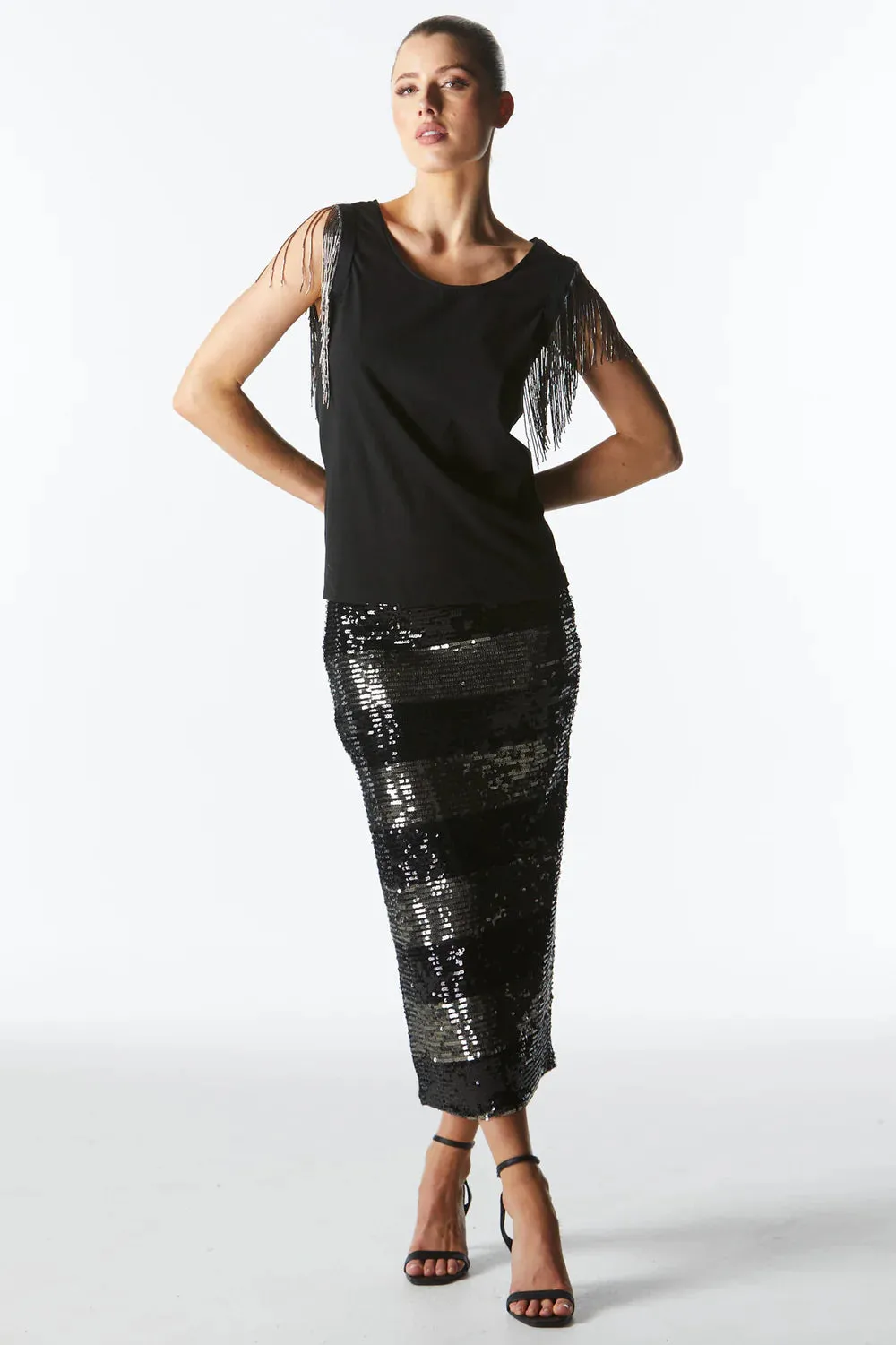 Fate & Becker - Wild Ones Skirt - Black Gunmetal Stripe