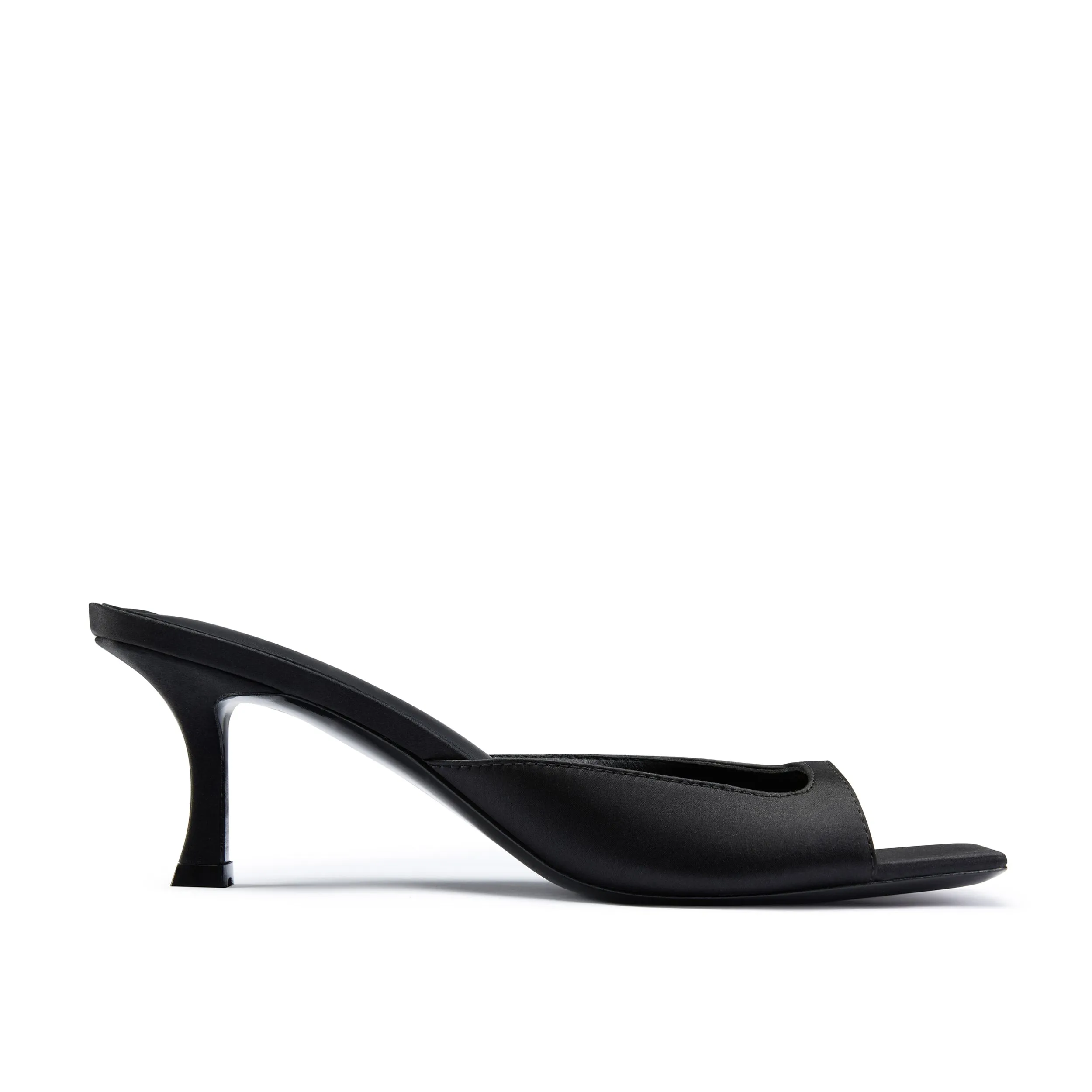 Fatima Black Heeled Mules