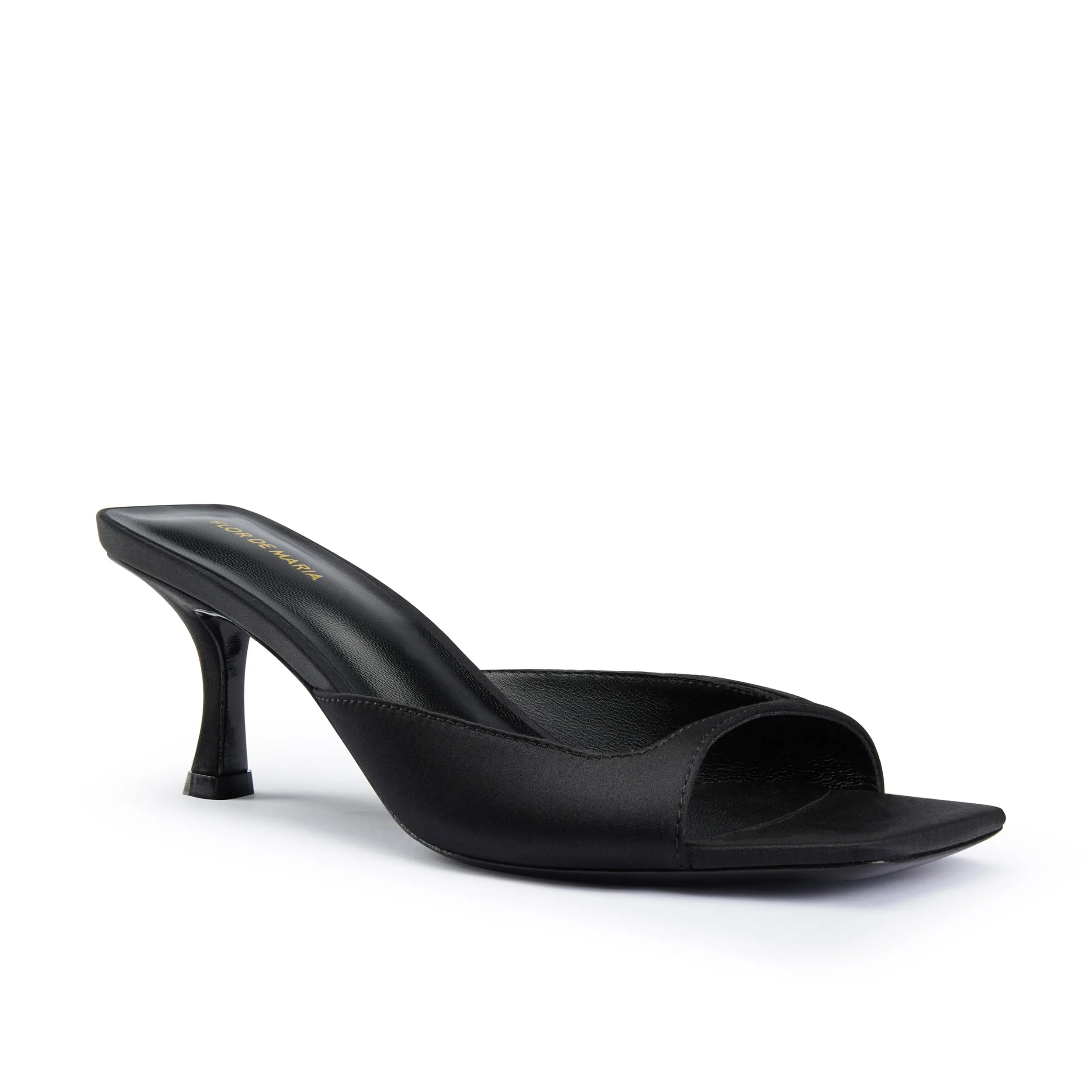 Fatima Black Heeled Mules