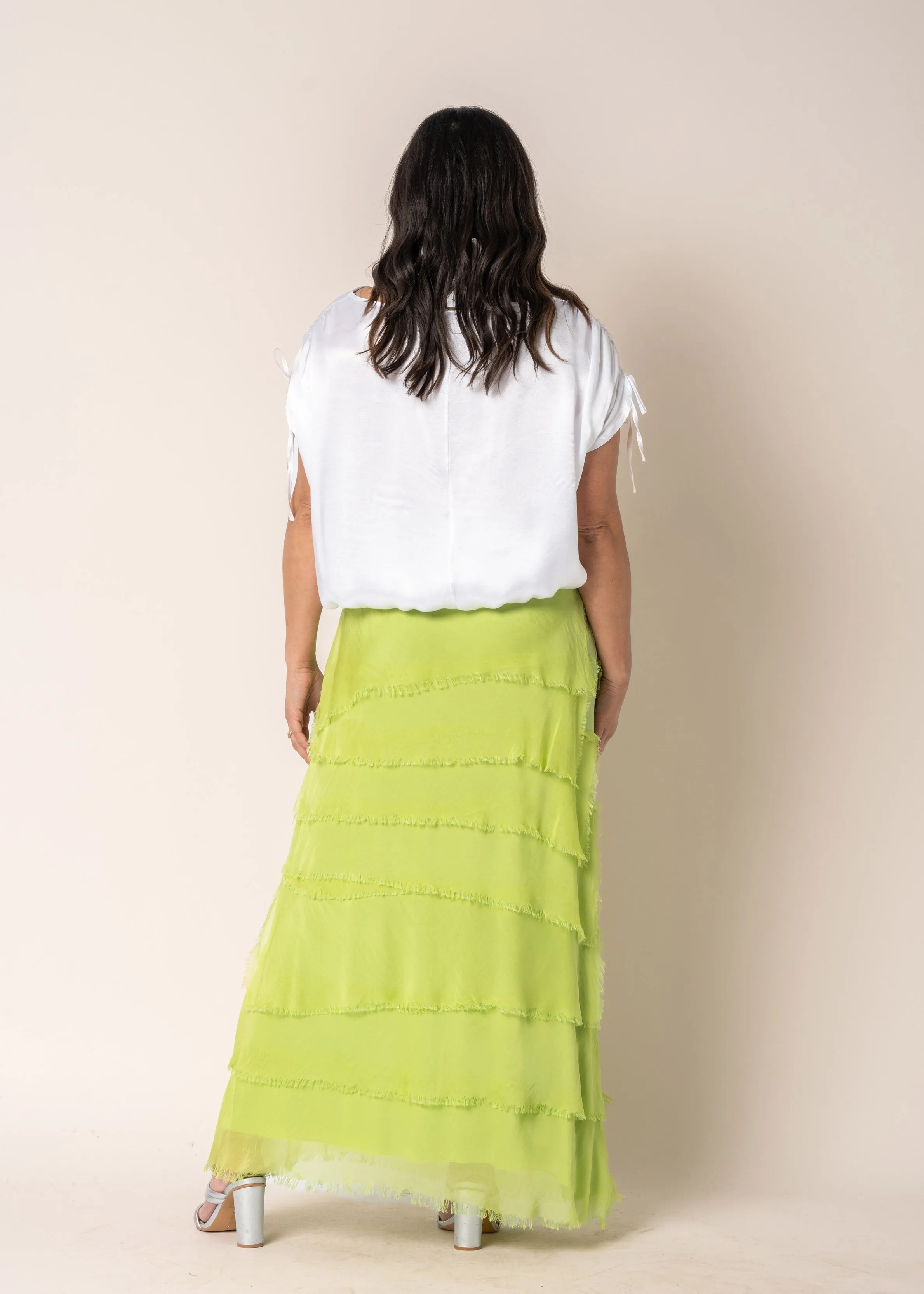 Fifi Silk Skirt in Lime Splice