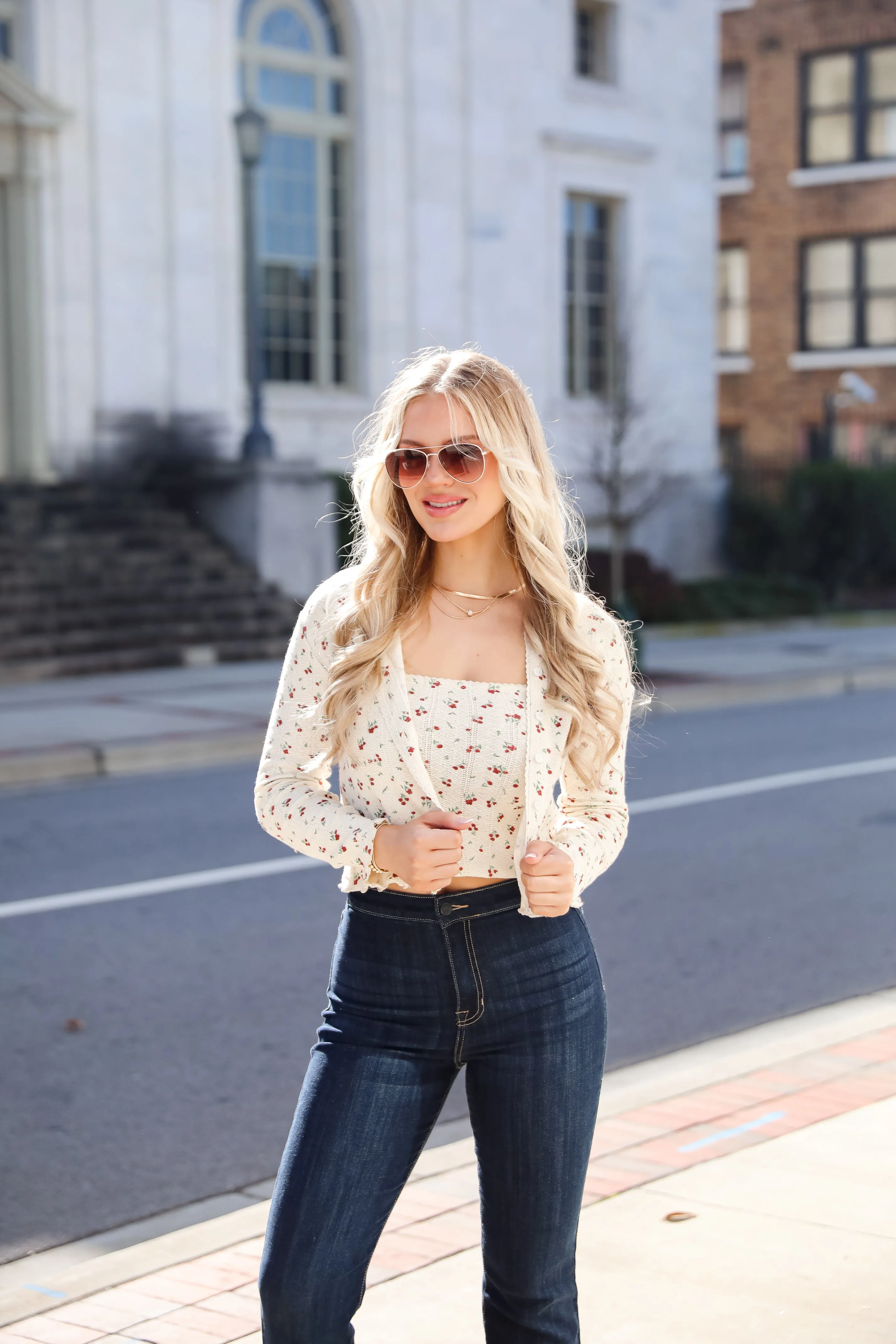 FINAL SALE - Stop And Smell The Roses Ivory Floral Cardigan