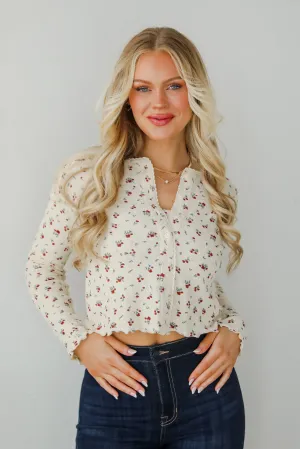 FINAL SALE - Stop And Smell The Roses Ivory Floral Cardigan