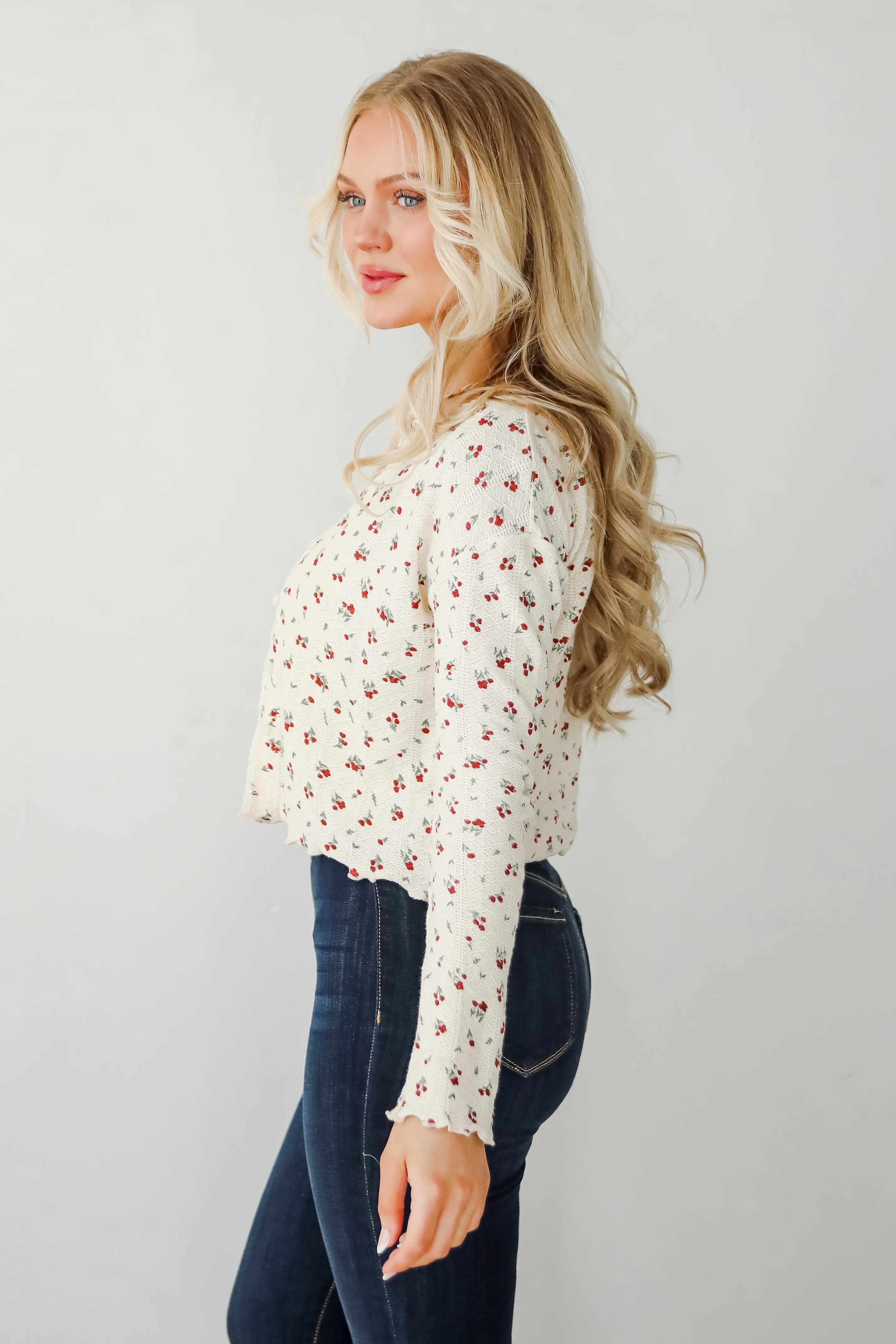 FINAL SALE - Stop And Smell The Roses Ivory Floral Cardigan