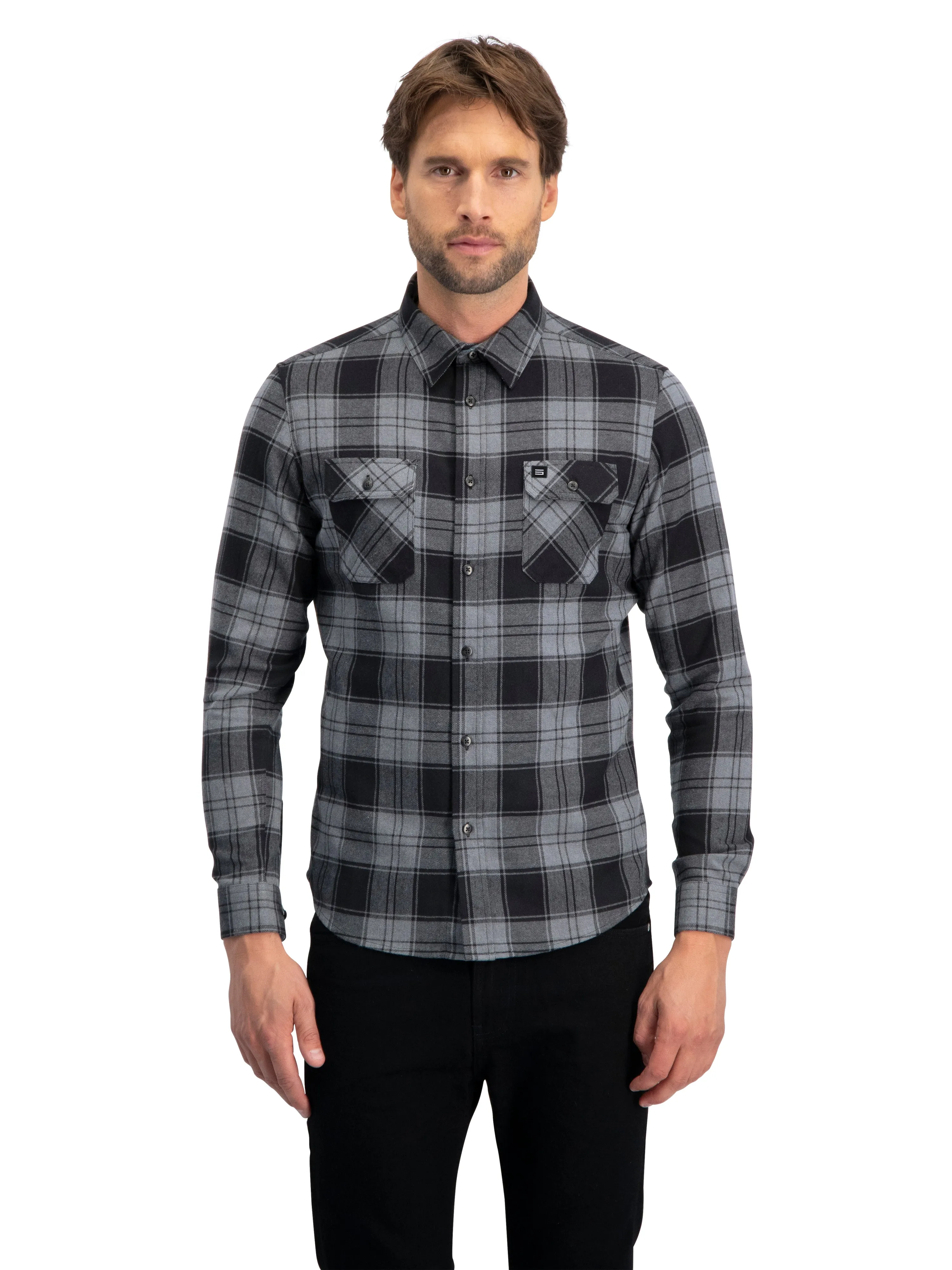 Flannel Shirt for Men - Dry Fit Long Sleeve Button Down - Moisture Wicking and Stretch Fabric