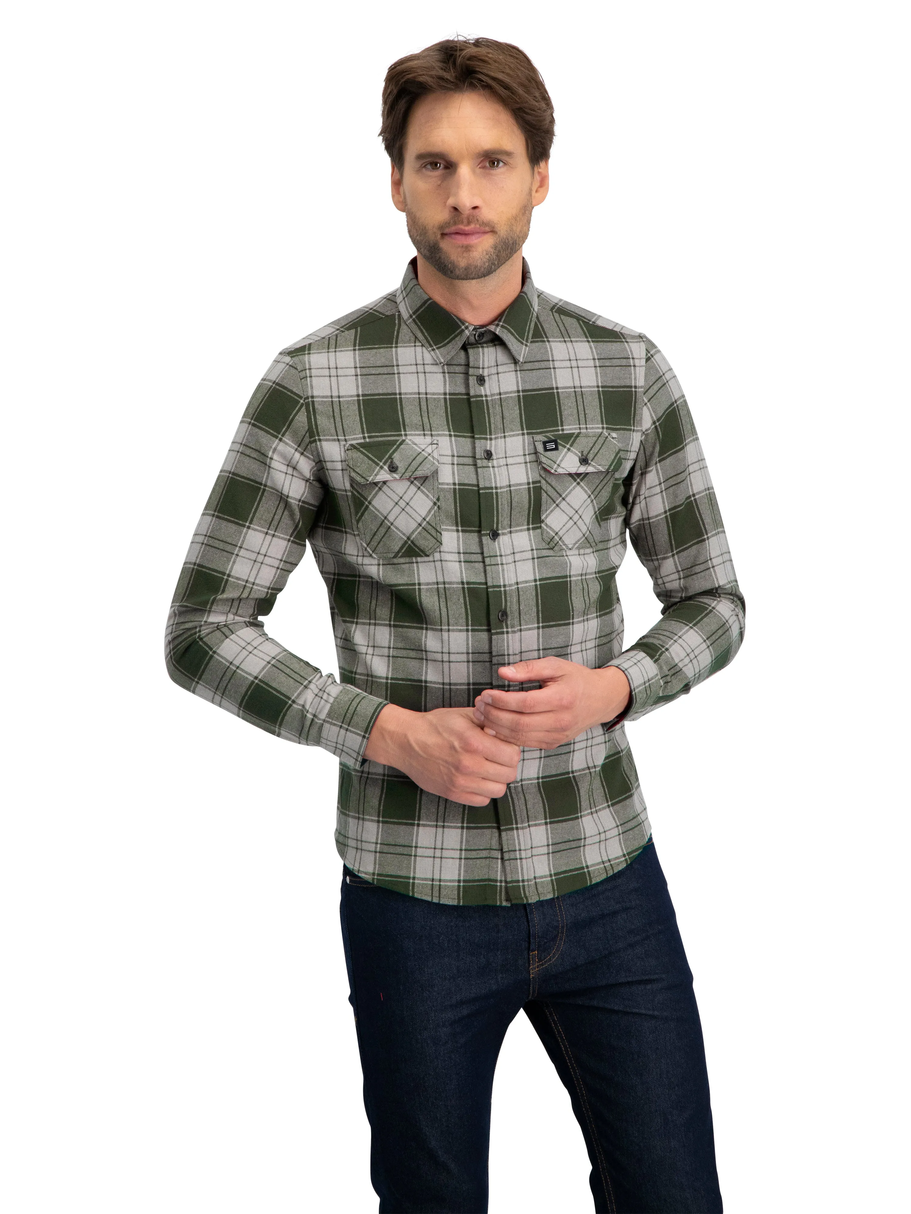 Flannel Shirt for Men - Dry Fit Long Sleeve Button Down - Moisture Wicking and Stretch Fabric