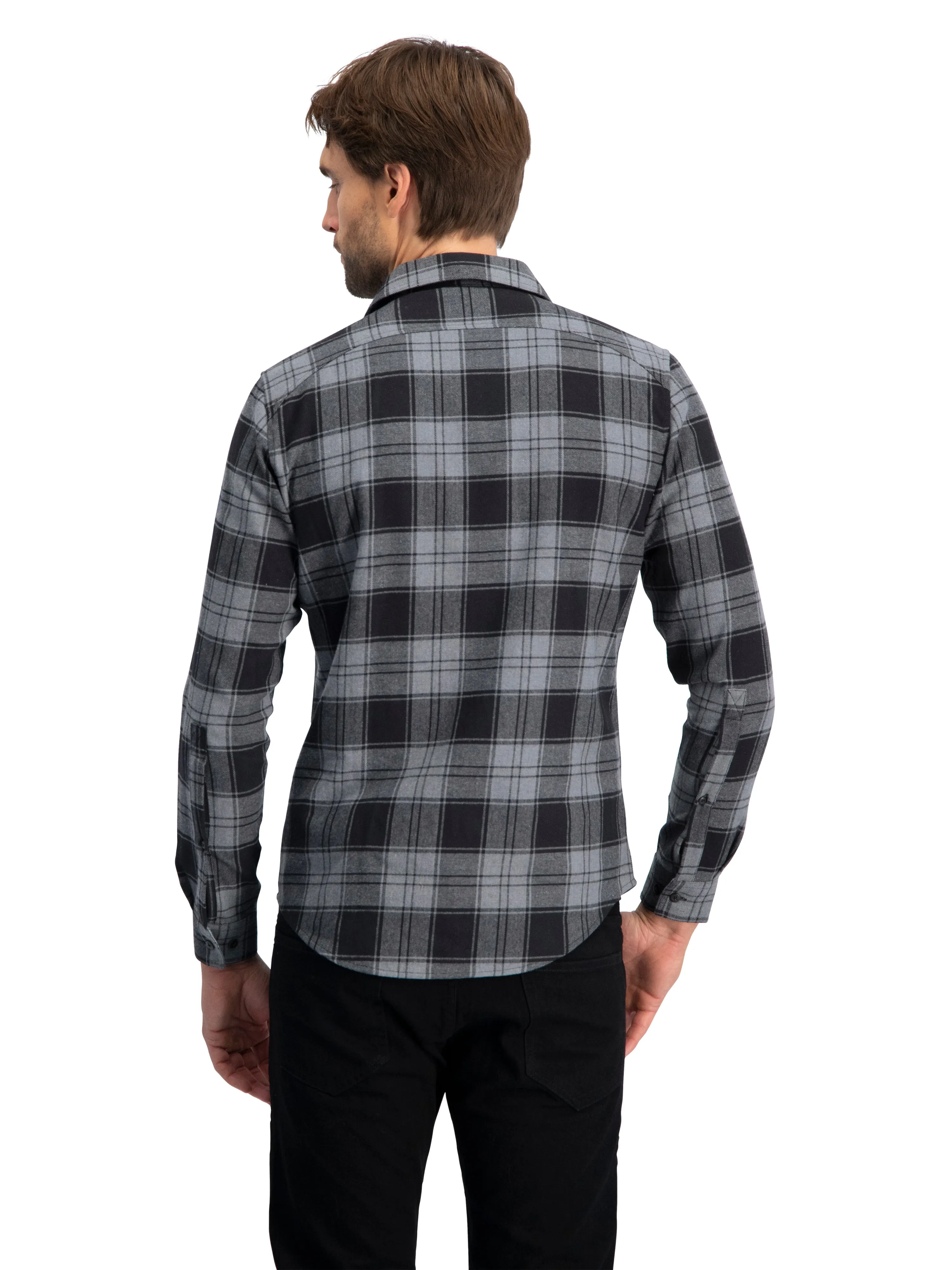 Flannel Shirt for Men - Dry Fit Long Sleeve Button Down - Moisture Wicking and Stretch Fabric